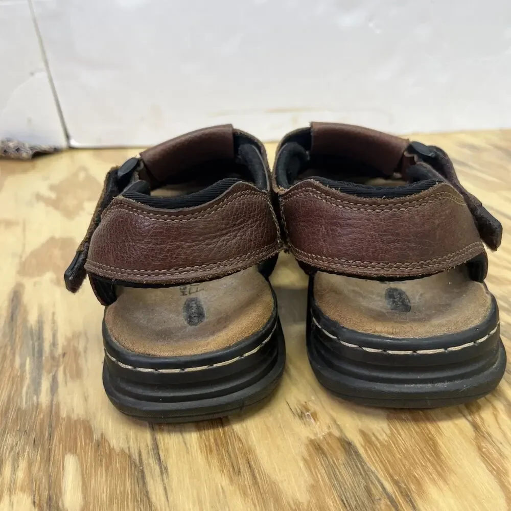 Dr Scholls Camden Mens Brown Leather Fisherman Sandals Size 9 Memory Foam